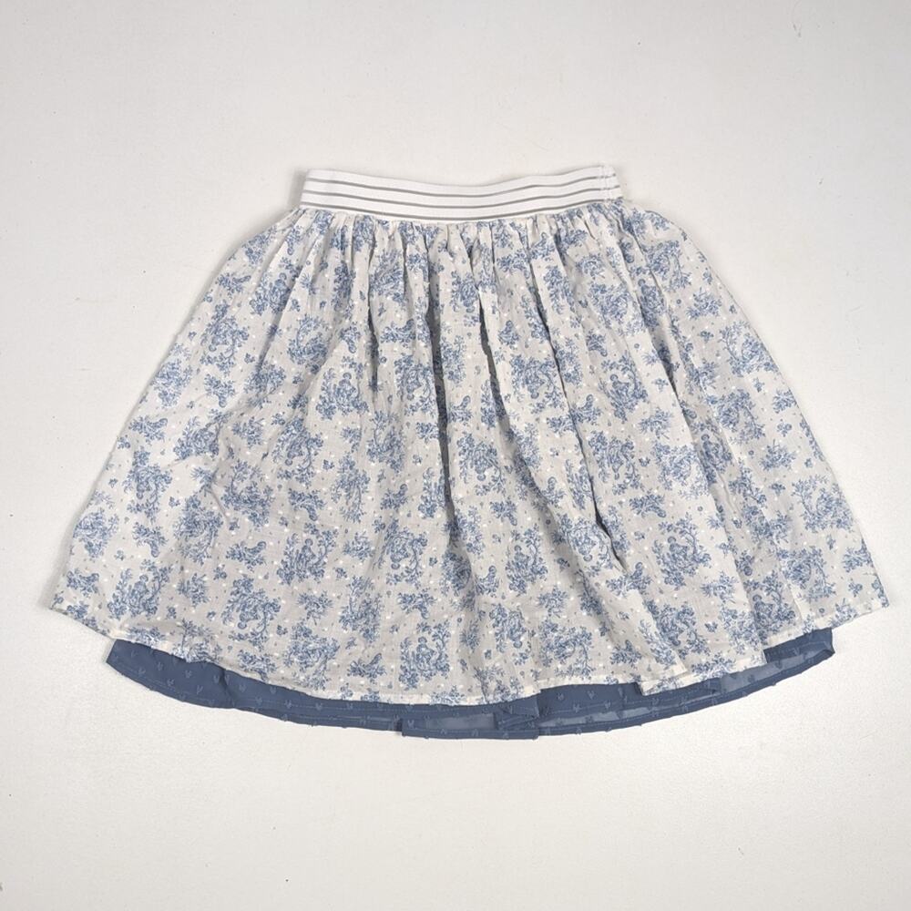 The Sunday Collective Blue Toile Sheer Skirt Girls 10-11